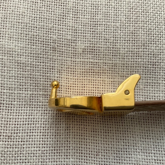 Vintage Beige Tan Snakeskin Leather Belt Removable Gold Buckle NEW - Picture 6 of 11